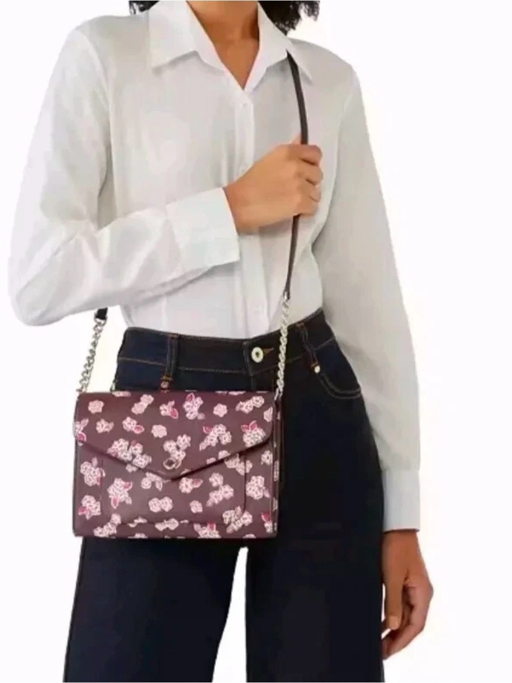 Kate Spade Frosted Floral Tinsel Flap Crossbody/Clutch Bag in Deep Berry  NEW!!!